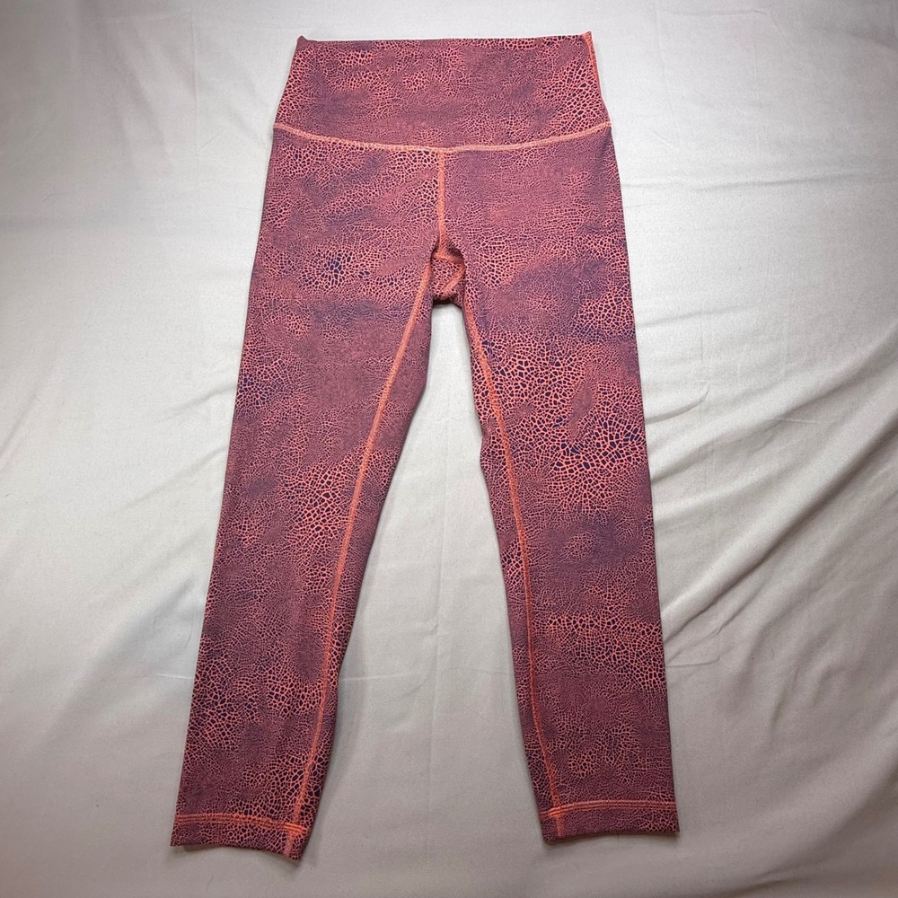 Lululemon Wunder Under High-Rise Crop Leggings Orange Purple Print Size 4 21in